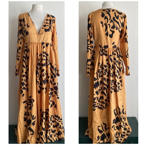 🌀NWT Yellow and black Maxi Dress - Picture 1 of 14